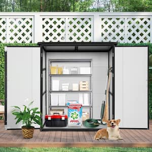 5 ft. W x 3 ft. D White Plastic Outdoor Storage Shed with Double Door (15 sq. ft.)