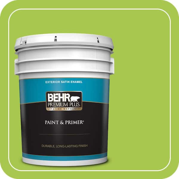 BEHR PREMIUM PLUS 5 gal. #420B-5 Sweet Midori Satin Enamel Exterior Paint & Primer