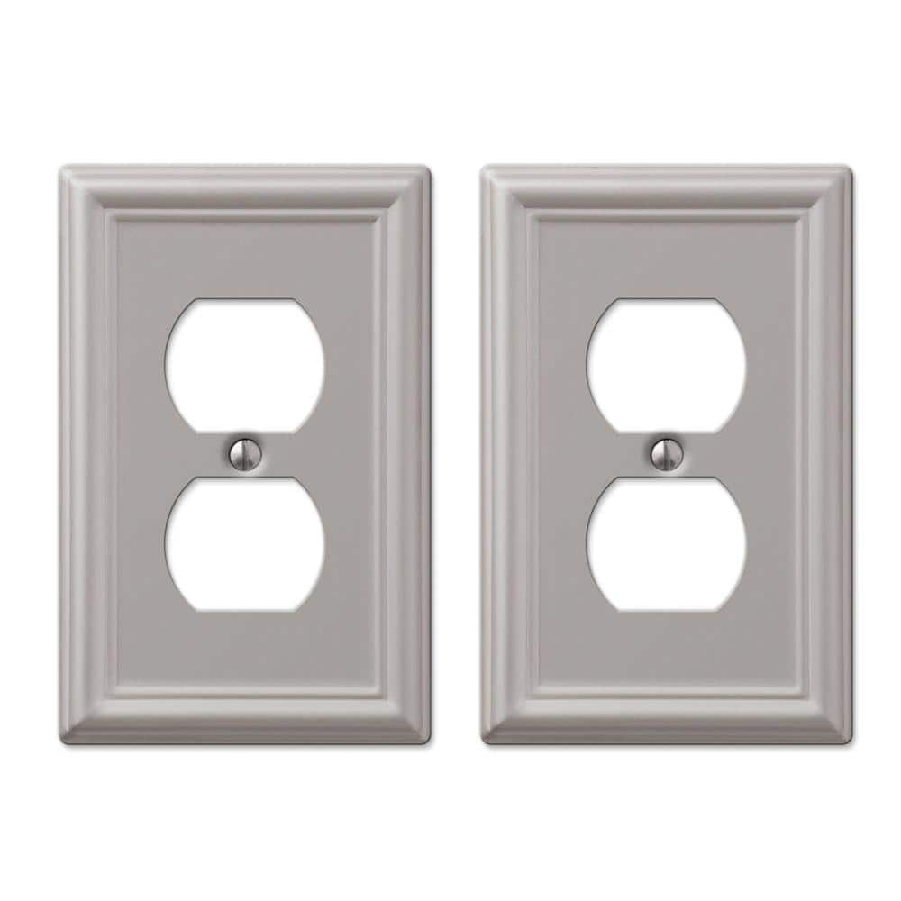 Hampton Bay Ascher 1 Gang Duplex Steel Wall Plate Brushed Nickel (2