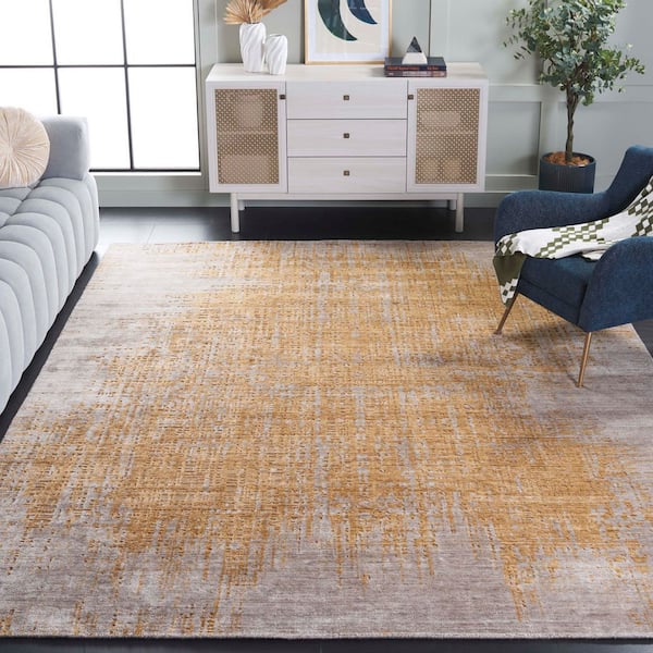 Mirage 10 ft. x 14 ft. Gray/Gold Distressed Striped Area Rug