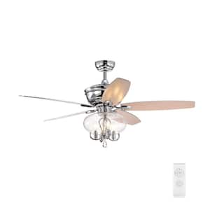 Blade Span 52 in. Chrome Indoor Ceiling Fan with No Bulbs Included with Remote Control