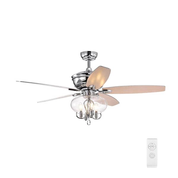 MODERN HABITAT Blade Span 52 in. Chrome Indoor Ceiling Fan with No Bulbs Included with Remote Control