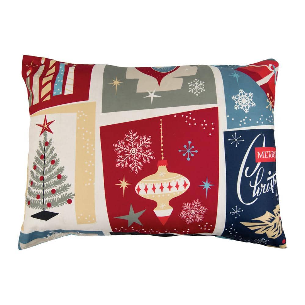 King Size Red and Multicolor Microfiber Reversible Quilt Set
