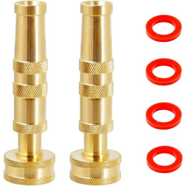 2-Pack Brass Hose Nozzle-4 in. High Pressure Adjustable Twist Jet, 3/4 in. GHT Connector