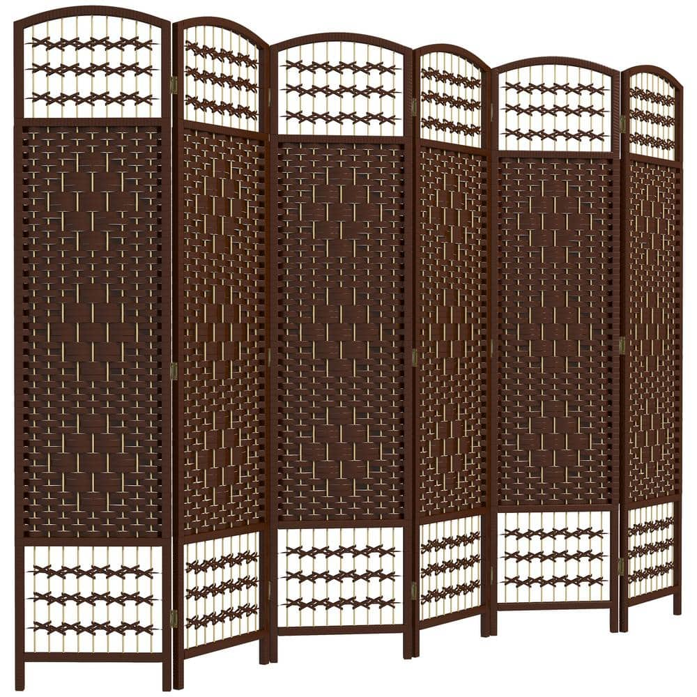 6-Panel Room Divider, Folding Privacy Screen, 5.6 in. Room Separator, Fiber Freestanding Partition Wall Divider, Brown -  HOMCOM, 830-701V02BN