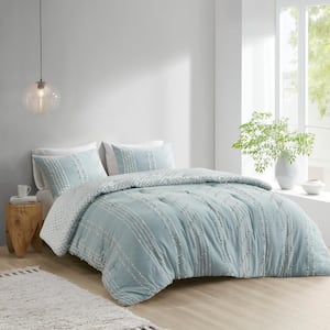 Kara 3-Piece Aqua Full/Queen Cotton Jacquard Comforter Mini Set