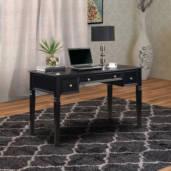 black 2 drawer writing desk