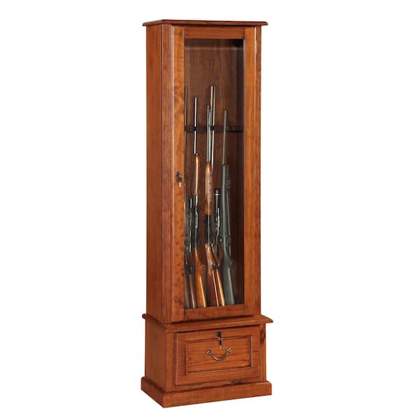 8 Gun Key Locking Gun Cabinet in Brown