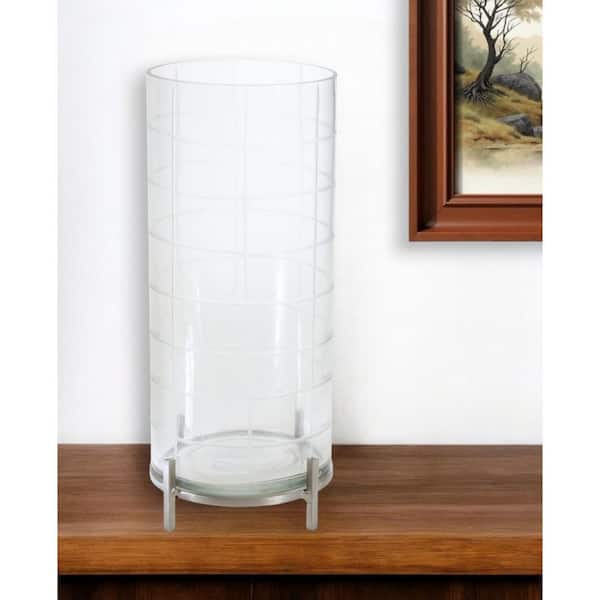 HomeRoots Silver, Clear Glass Hurricane Single-Pack