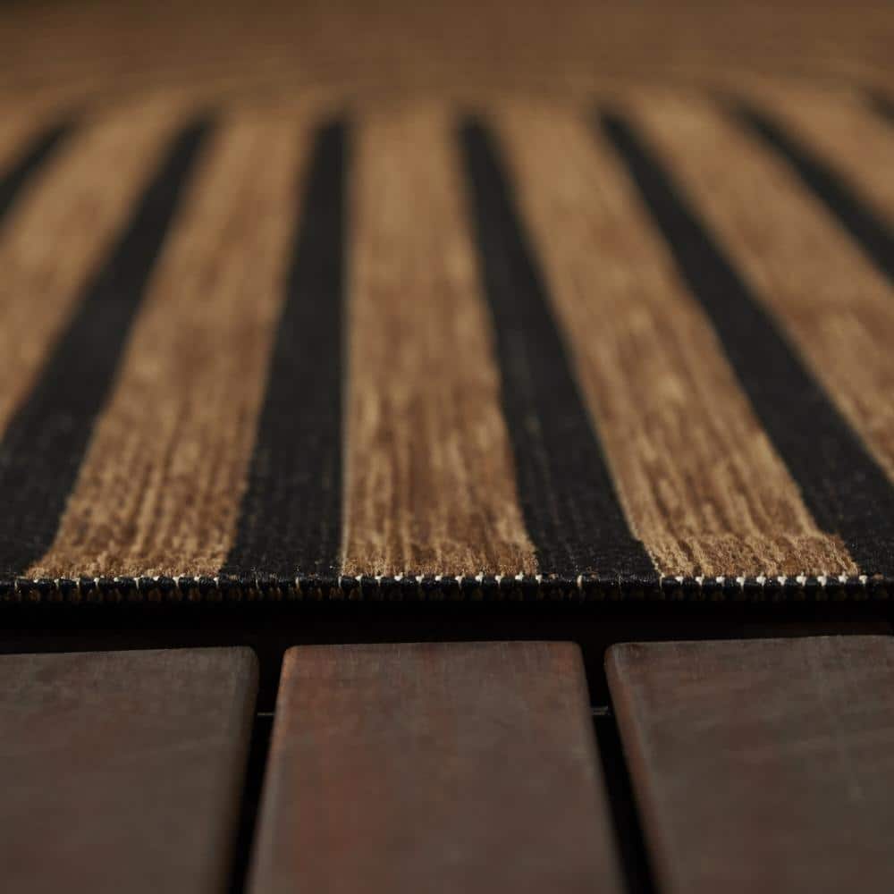 Niccolo Charcoal Gray Synthetic Stripe Indoor/Outdoor Area Rug 5' x 7'