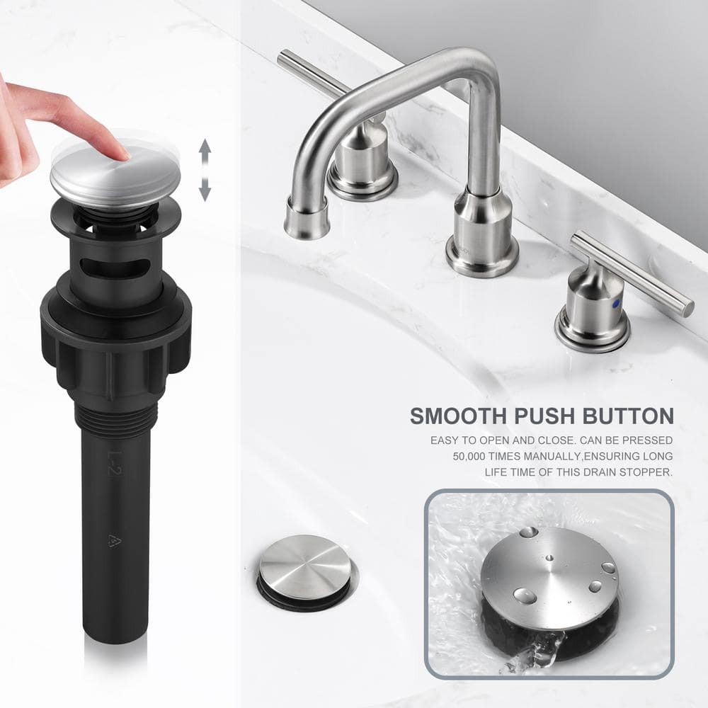 Brushed Nickel Bathroom Sink Drain Assembly with Overflow, 2-Pack