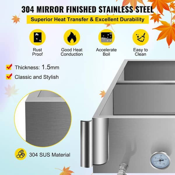 VEVOR 35.8 in. x 24 in. x 18.5 in. Stainless Steel Evaporator Sap Stove  with Divided Pan and Feed Pan for Boiling Maple Syrup ZFQ2X3GB000000001V0 -  The Home Depot