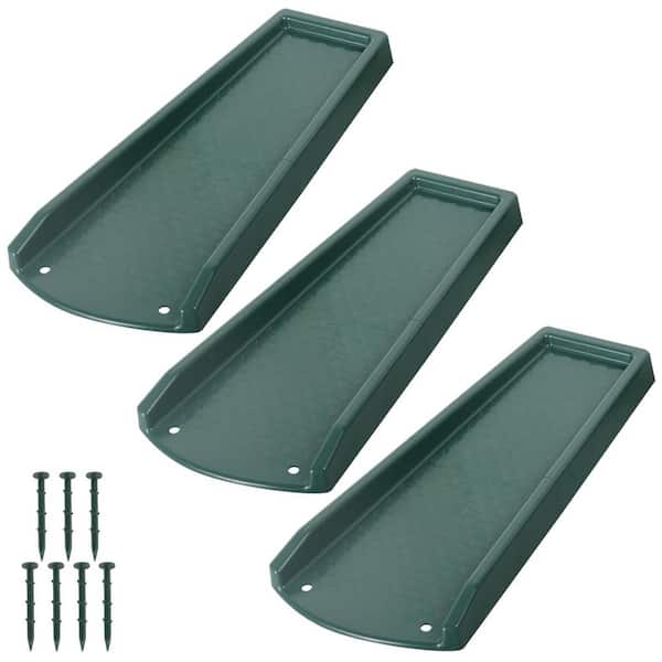 24 in. Green Rain Gutter Downspout Splash Block, Fixable Gutter Downspout Extensions with PE Nails (3-Pack)