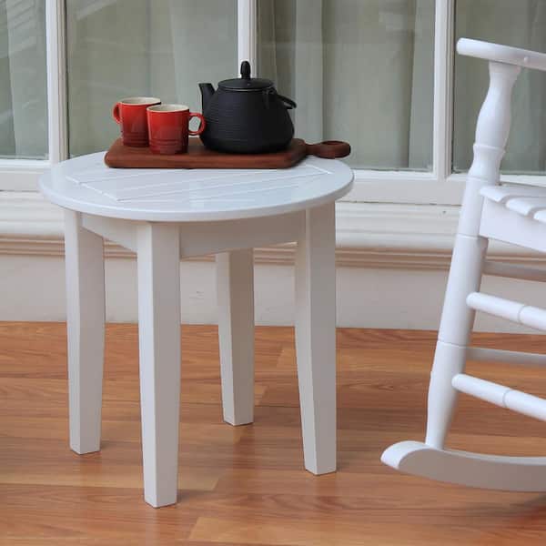 Cambridge Casual Alston White Round Wood Outdoor Side Table
