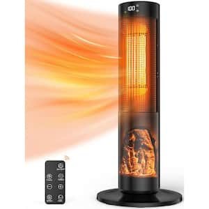 1500-Watt 27 in. Electric Ceramic Tower Oscilating Space Heater with Digital Display, Timer and Remote Control