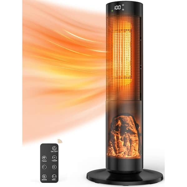 Nordic Hygge 1500-Watt 27 in. Electric Ceramic Tower Oscilating Space Heater with Digital Display, Timer and Remote Control