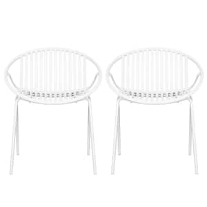 Verona Outdoor Patio Dining Chairs, Stackable, Metal, Polypropylene, White, Set of 2