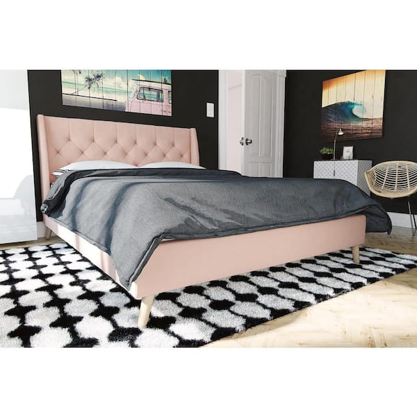 Her Majesty Pink Linen Full Upholstered Bed