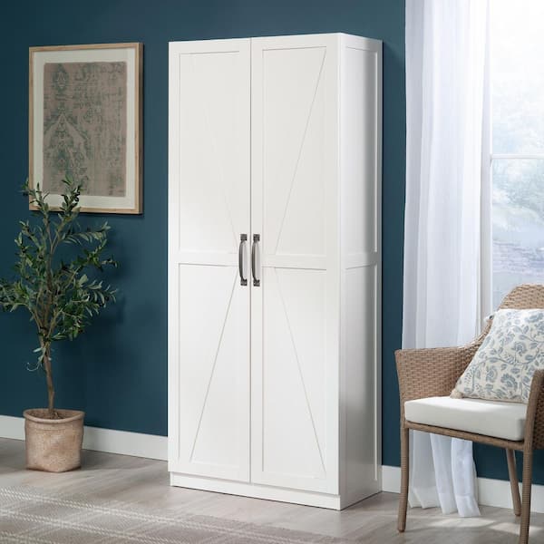 Select White Engineered Wood Rectangular 71 in. Storage Cabinet with Adjustable Shelf