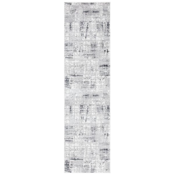 SAFAVIEH Amelia Gray/Charcoal 2 ft. x 8 ft. Distressed Geometric Runner Rug