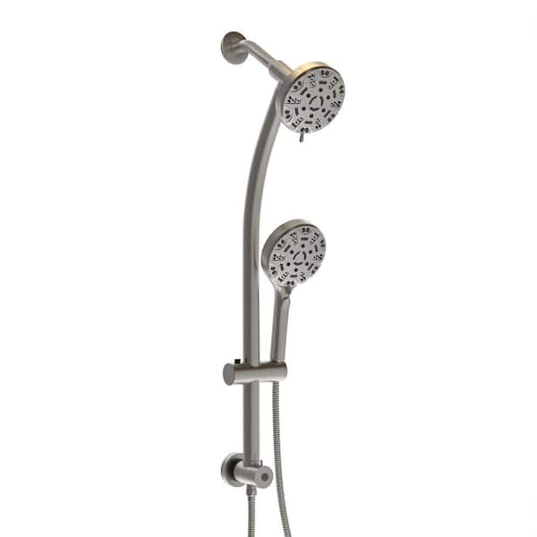 Unbranded 8-Spray Patterns 1.8GPM Round 4.7 in. Wall Bar Shower Kit with Hand Shower and Slide Bar in Brushed Nickel