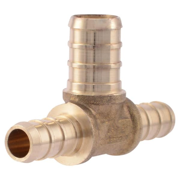 SharkBite 3/8 in. x 3/8 in. x 1/2 in. PEX Barb Brass Reducer Tee Fitting
