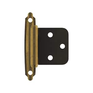 Antique Brass Variable Overlay Self-Closing, Face Mount Hinge (2-Pack)