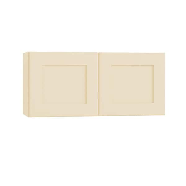Home Decorators Collection Newport 30 in. W x 12 in. D x 18 in. H Assembled Plywood Wall Bridge Kitchen Cabinet in Blended Cream with Soft Close