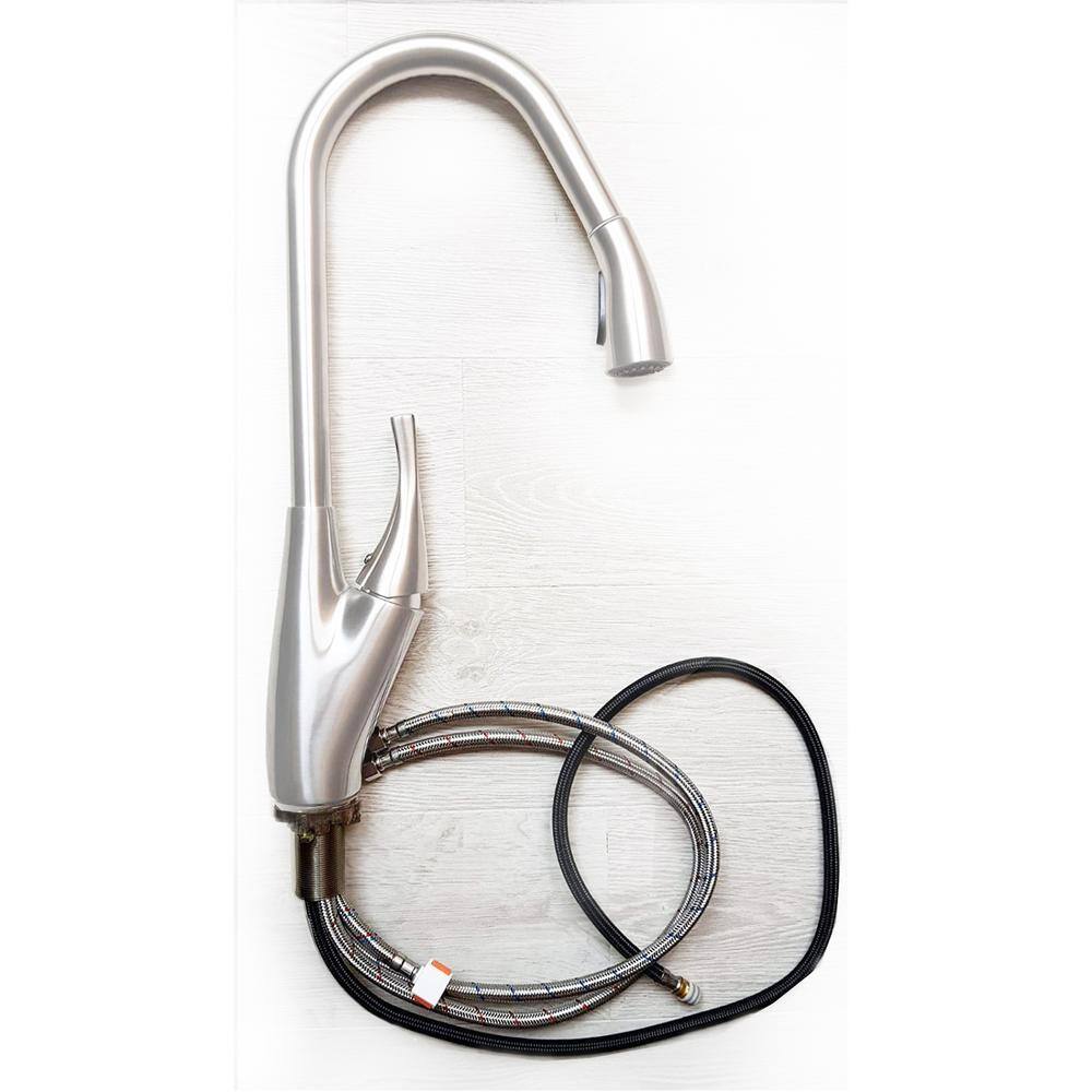 19-Inch Chrome Single Handle Pull-Down Kitchen Faucet