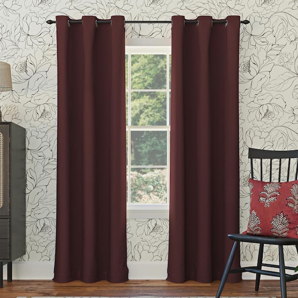 Sun Zero Gavin Energy Saving Merlot Red Polyester 40 in. W x 63 in. L Grommet Blackout Curtain (Single Panel)