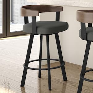 Lars 26 in. Charcoal Grey Polyester / Black Metal Swivel Counter Stool