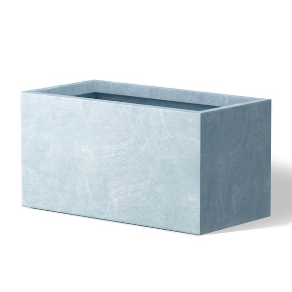 23.5 in. Large Soft Slate(Enhanced Interior) Concrete Rectangular Planter / Pot with Drainage Holes