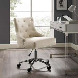 Regent Beige Tufted Button Swivel Upholstered Fabric Office Chair