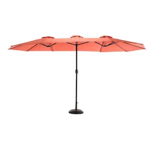 14.8 ft. Double Sided Metal Market Patio Umbrella in Orange with Crank