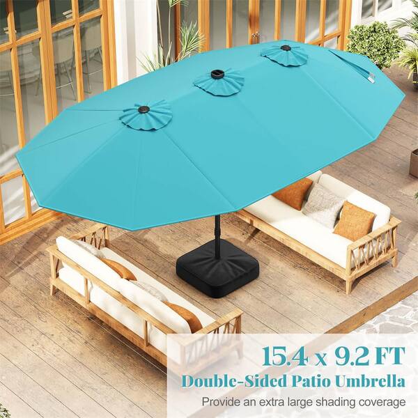 double top market patio umbrella with base Crisp White 9' or lounging by the Scorpion EXO-490 SUPERNOVA Integral var_en_Size_148 Fabric:Blue Sky