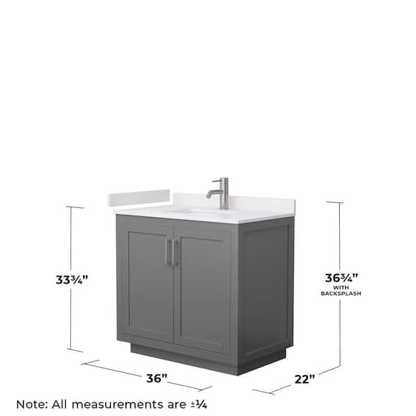 Miranda 36 in. W x 22 in. D x 33.75 in. H Single Sink Bath Vanity in Dark Gray with White Cultured Marble Top