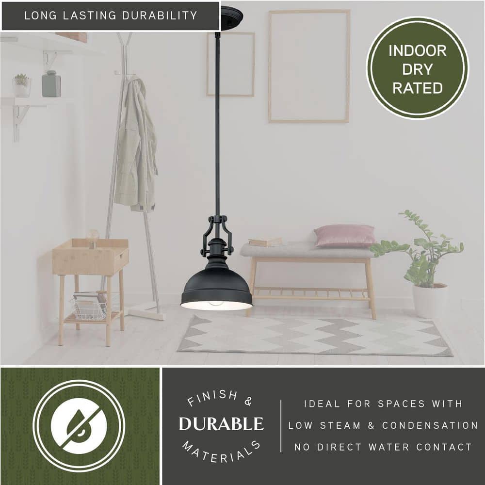 Mini Farmhouse Incandescent Glass Pendant in Oil Rubbed Bronze