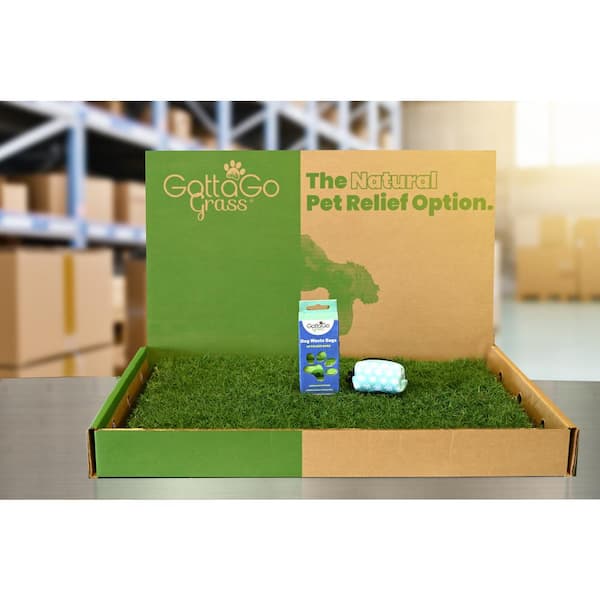 Unbranded Gotta Go Grass 2 Pack with Tray Plus Waste Bags Plus Waste Bag Dispenser