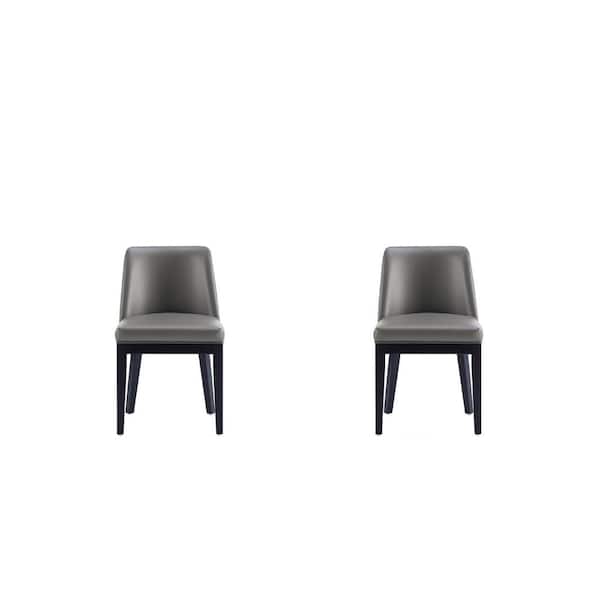 Manhattan Comfort Gansevoort Modern Pebble Grey Faux Leather Upholstered Dining Chair (Set of 2)