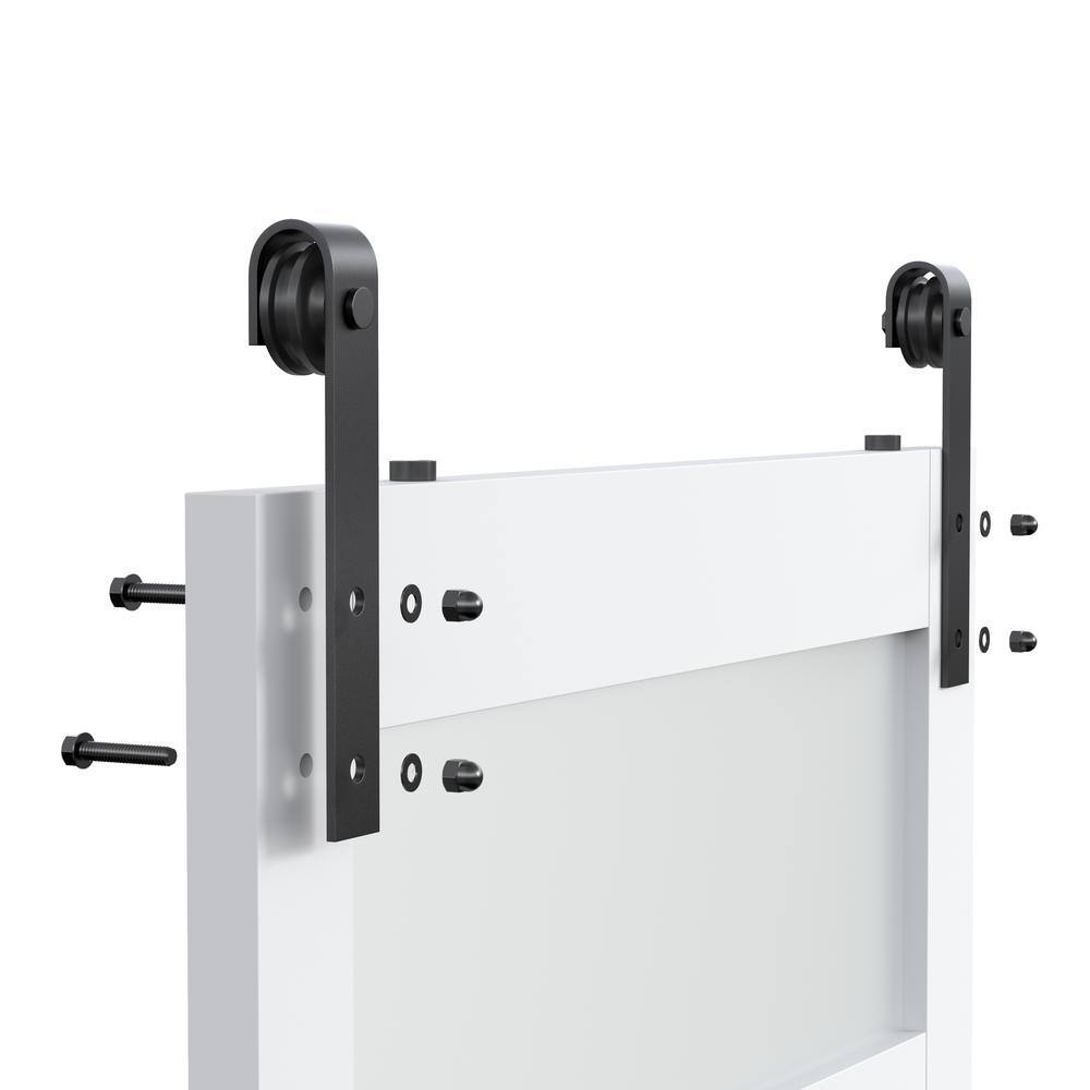 Gray Frosted Glass and MDF Sliding Barn Door with Hardware Kit