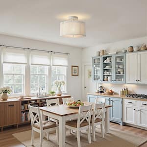 13.1 in. 3-Light Fartmhouse White Semi Flush Mount Ceiling Light Fixture with White Acrylic Shades, E26 Socket,