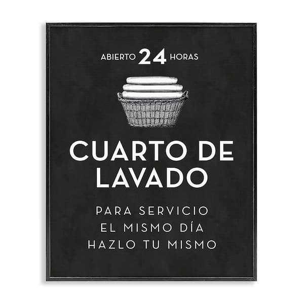 Stupell Industries Vintage Laundry Ad Black by Lettered and Lined Black Framed Typography Giclee Art Print 14 in. x 11 in.