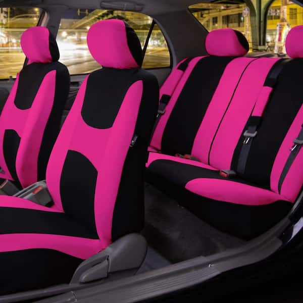 Light and Breezy Fabric 21 in. x 21 in. x 2 in. Full Set Seat Covers with Steering Wheel Cover and 4-Seat Belt Pads