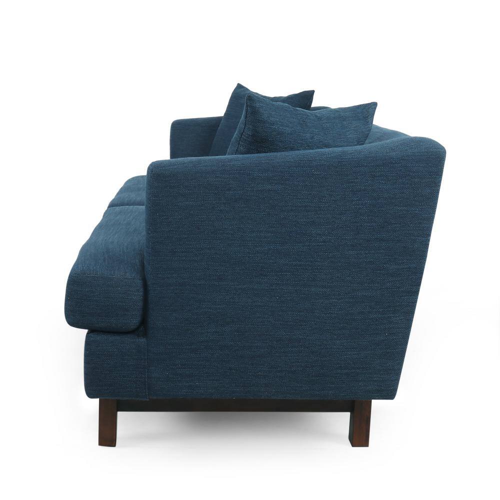 Navy Blue Tufted Polyester Lawson Sofa with Wood Frame