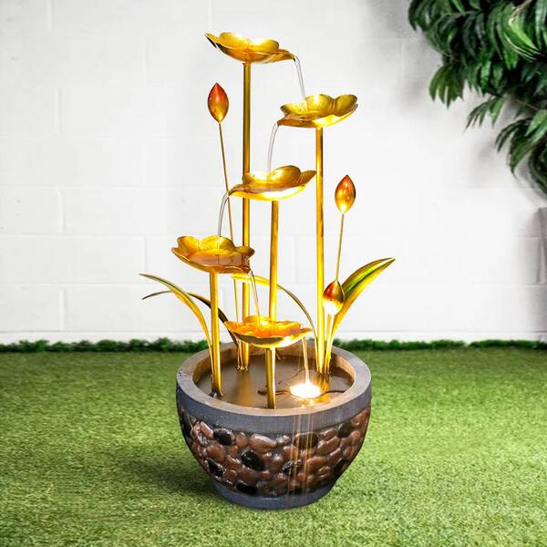 20.8 in. Tall Outdoor 5-Tier Outdoor Metal Water Fountain with