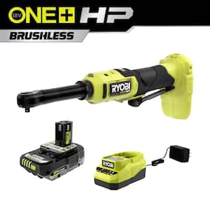 ONE+ 18V Brushless Cordless 1/4 in. Extended Reach Ratchet with (1) 2.0 Ah Battery and Charger