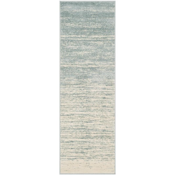 SAFAVIEH Adirondack Slate/Cream 3 ft. x 12 ft. Solid Color Striped Runner Rug