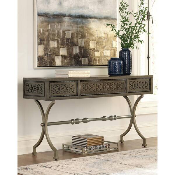 Signature DESIGN BY ASHLEY Quinnland 60 in. Antique Black Rectangle Wood Console Table with Drawer