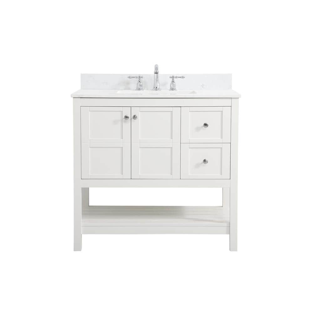Timeless Home 36 in. W Single Bath Vanity in White with Engineered Stone Va