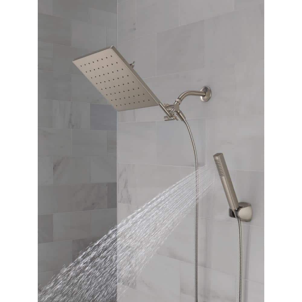 10-inch Spotshield Brushed Nickel Raincan Shower Head Combo